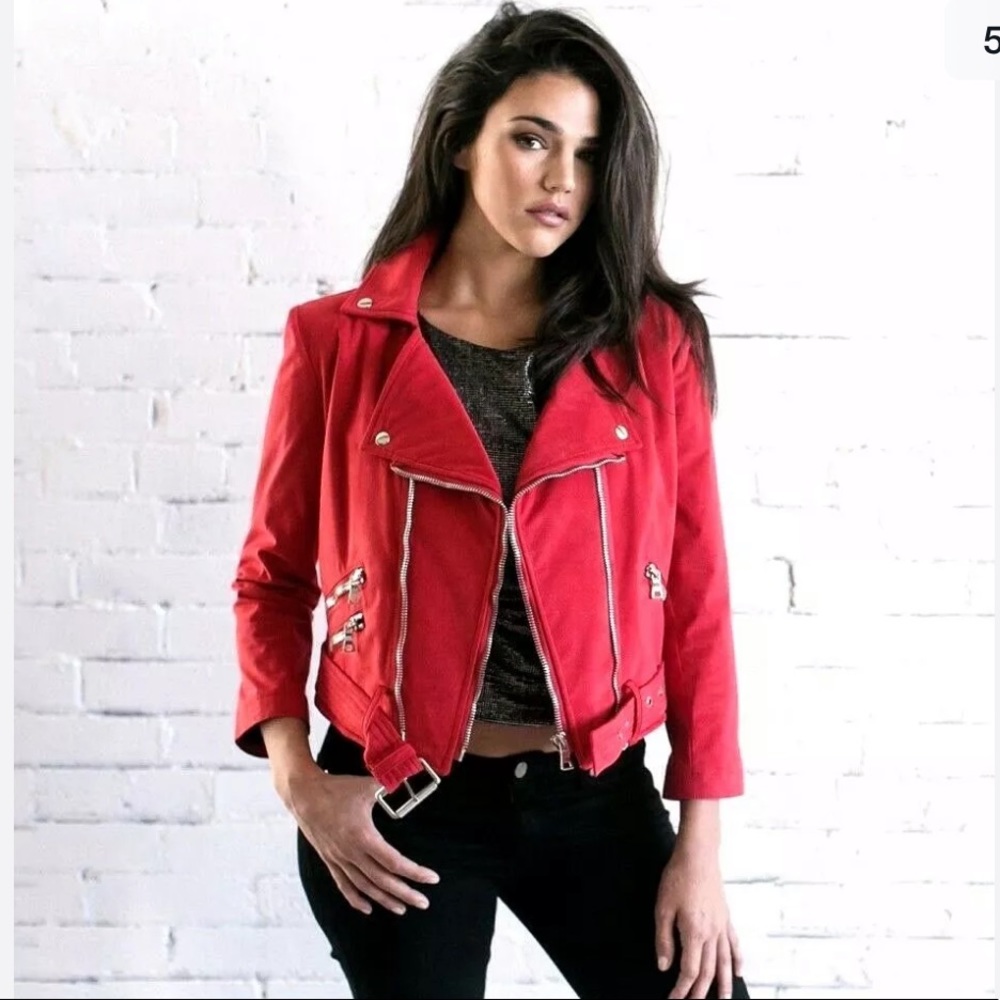 Fauxgerty “The Swazey” red suede Jacket